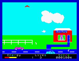 Percy the Potty Pigeon (ZX Spectrum) screenshot: Got to find a safe place to rest.