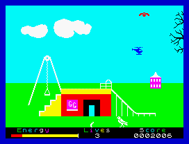 Percy the Potty Pigeon (ZX Spectrum) screenshot: Be careful not to drop a worm when landing twice.