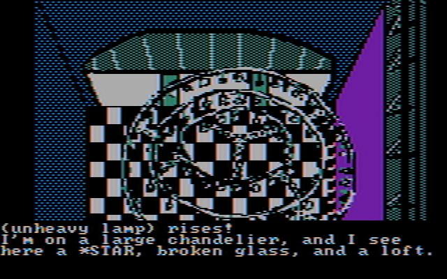 Sorcerer of Claymorgue Castle (DOS) screenshot: The chandelier, from another angle (CGA, composite)