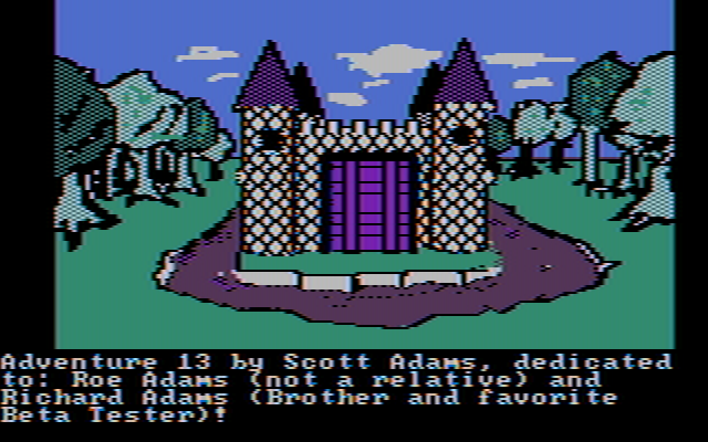 Sorcerer of Claymorgue Castle (DOS) screenshot: A raised drawbridge - guess your first objective. (CGA, composite)