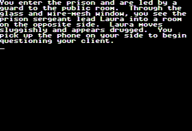 Perry Mason: The Case of the Mandarin Murder (Apple II) screenshot: At the prison.