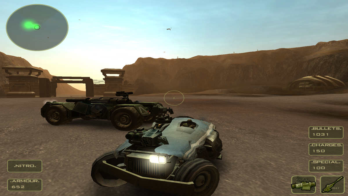 Bandits: Phoenix Rising (Windows) screenshot: A new car! More weapon slots, armour and fun.
