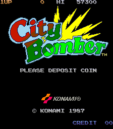 City Bomber (Arcade) screenshot: Title screen.