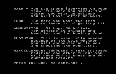 Oregon (Atari 8-bit) screenshot: Instructions, page 2