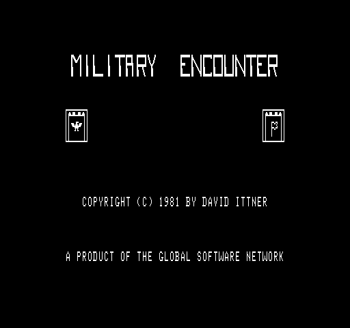 Military Encounter (Exidy Sorcerer) screenshot: Title screen