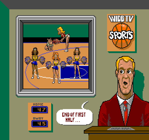 Arch Rivals (Arcade) screenshot: End of the first Half