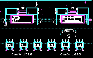Run for the Money (DOS) screenshot: Applying yet more paint work to my shield...