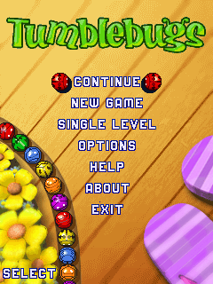Tumblebugs (J2ME) screenshot: Main menu