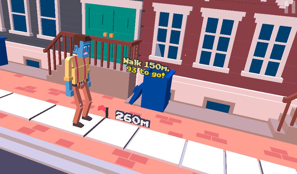 Steppy Pants (Android) screenshot: If a challenge is accepted, the goal is briefly shown.