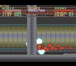 Psycho Dream (SNES) screenshot: Don't bother me now, can't you see I'm eating a power-up?