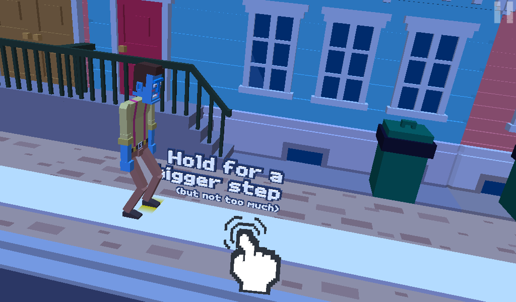 Steppy Pants (Android) screenshot: The very start of the game explains how to walk