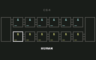 Kalah (Commodore 64) screenshot: Starting the game.