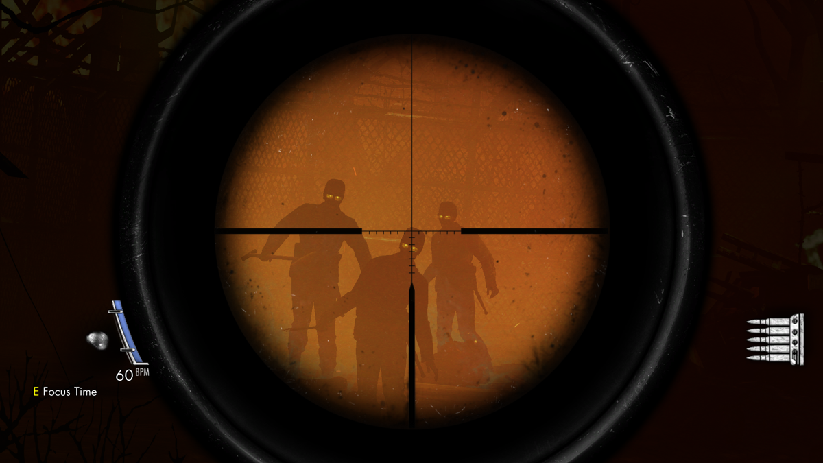 Sniper Elite: Nazi Zombie Army 2 (Windows) screenshot: Keeping an eye on advancing enemies from a distance, setting up a shot.