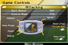 FIFA World Cup: Germany 2006 (Game Boy Advance) screenshot: Game Controls