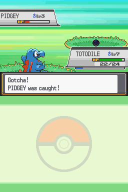 Pokémon SoulSilver Version (Nintendo DS) screenshot: Caught it.