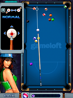Midnight Pool 2 (J2ME) screenshot: Advanced controls