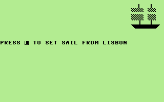 Sea Route to India (Commodore 64) screenshot: Sail from Lisbon