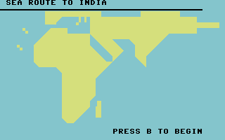 Sea Route to India (Commodore 64) screenshot: Title screen