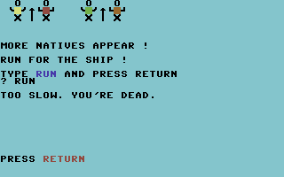 Sea Route to India (Commodore 64) screenshot: Game over