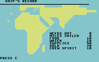 Sea Route to India (Commodore 64) screenshot: Ships Record
