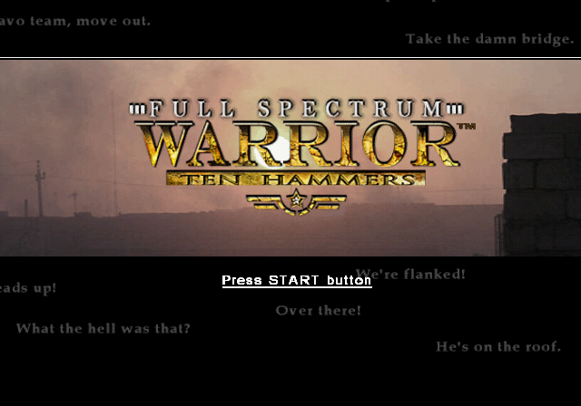 Full Spectrum Warrior: Ten Hammers (PlayStation 2) screenshot: Title screen.