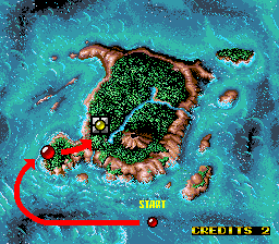 Mechanized Attack (Arcade) screenshot: Map of the island.