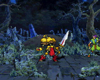 Guardian Heroes (SEGA Saturn) screenshot: The Golden Warrior will be fighting by your side.