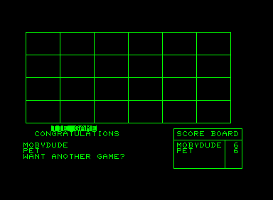 Match (Commodore PET/CBM) screenshot: a tie!