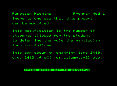 Function Machine (Commodore PET/CBM) screenshot: Changing the rules