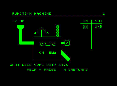 Function Machine (Commodore PET/CBM) screenshot: I think to know the answer