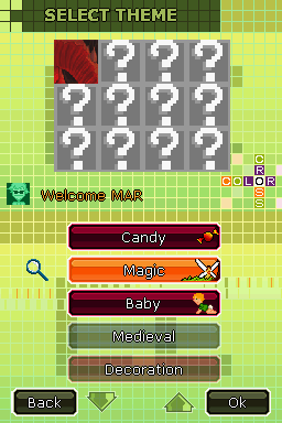 Color Cross (Nintendo DS) screenshot: Theme menu