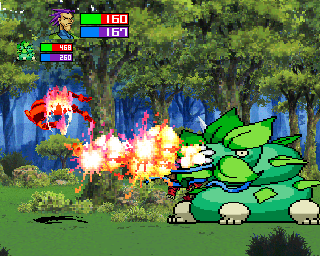 Guardian Heroes (SEGA Saturn) screenshot: Fighting a giant plant..thing.