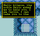 Warriors of Might and Magic (Game Boy Color) screenshot: Conversation with Carlin during your first visit of town...