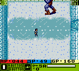 Warriors of Might and Magic (Game Boy Color) screenshot: Battle with the second Big Boss - Giant...You have to use your shortbow to attack him...