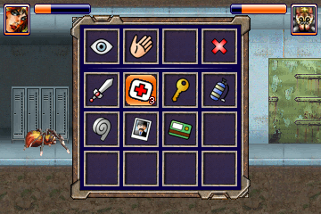 Axa (J2ME) screenshot: Luckily, she has some medkits in her inventory.