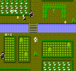 Ikki (NES) screenshot: About to collect a gold coin