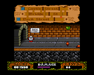 The Fantastic Adventures of Dizzy (Amiga) screenshot: Underground tunnel. (AGA)