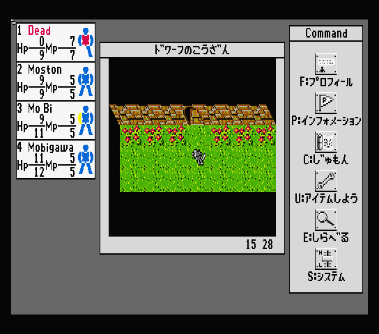 Phantasie IV: The Birth of Heroes (MSX) screenshot: Dungeon entrance