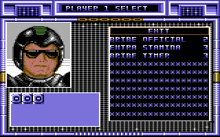 Speedball (Commodore 64) screenshot: In league play you can cheat by bribing officials