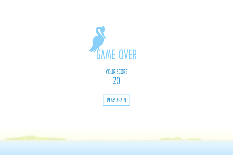 The Bird and the Sea (Browser) screenshot: Game Over