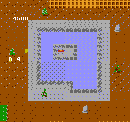 Ikki (NES) screenshot: An item in the middle of a pond