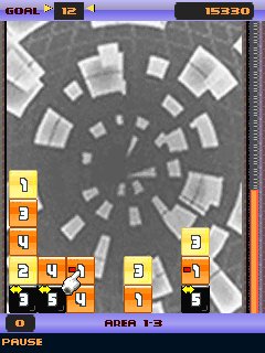 Rubik's Numbolution (J2ME) screenshot: Minus blocks have negative values