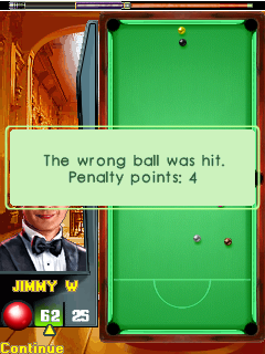 Jimmy White Snooker Legend (J2ME) screenshot: Getting a penalty