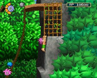 Tomba! (PlayStation) screenshot: Climbing