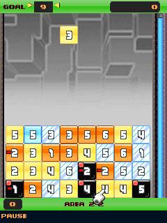 Rubik's Numbolution (J2ME) screenshot: Bomb blocks remove nearby blocks when exploding