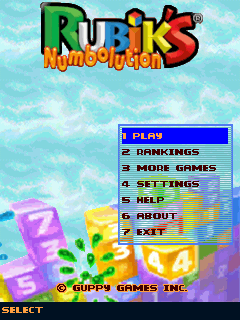 Rubik's Numbolution (J2ME) screenshot: Main menu