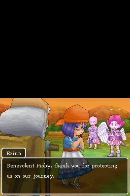 <small>Dragon Quest IX: Sentinels of the Starry Skies (Nintendo DS) screenshot:</small><br> Erinn, the virtual embodiment of all things innocent.
