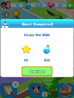 Disney Magic Kingdoms (J2ME) screenshot: Quest completed