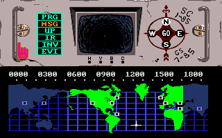 Hacker (Amiga) screenshot: Map screen showing the tunnels your robot travels through