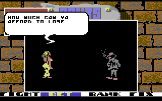 Sgt Slaughter's Mat Wars (Commodore 64) screenshot: Making a bet